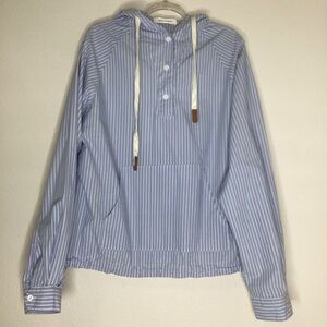 Love Normi Hooded Popover Blue Striped Kangaroo Pocket M/L